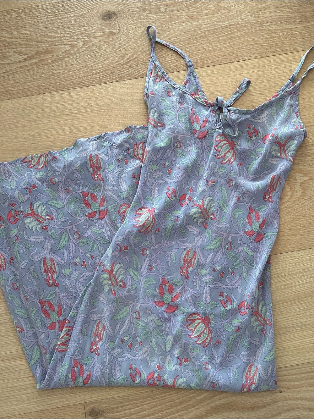 Tova Celine 100% Silk Vintage Midi Dress XS purple/pink floral Bias Cut